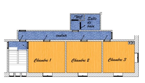 Plan étage du gîte Jonquilles